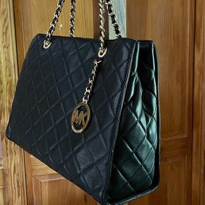 Black Quilted Michael Kors Large Tote